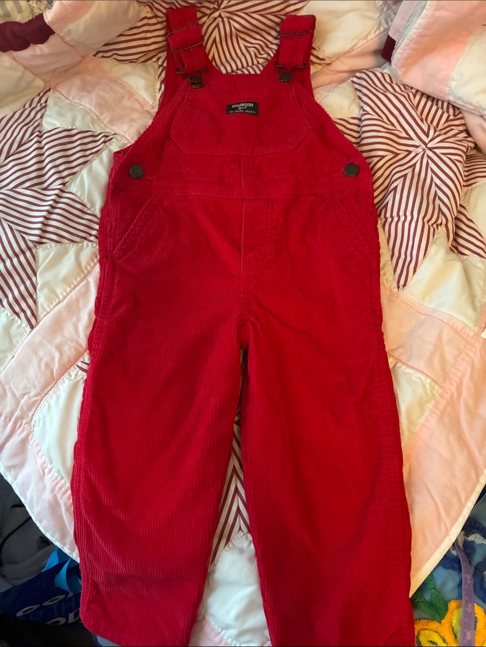 Oshkosh B’gosh Red Corduroy Overalls NWOT Sz 3T